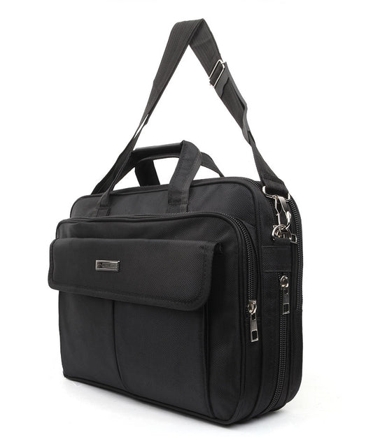 Black Square Work Business Briefcases Laptop Handbags Mens Velcro Guys