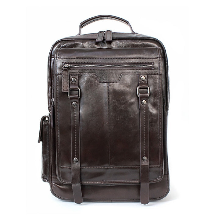Brown Vintage Genuine Cowhide Leather Backpacks Satchels Laptop Sleeves School Travel Bookbags for Mens Mesh Back