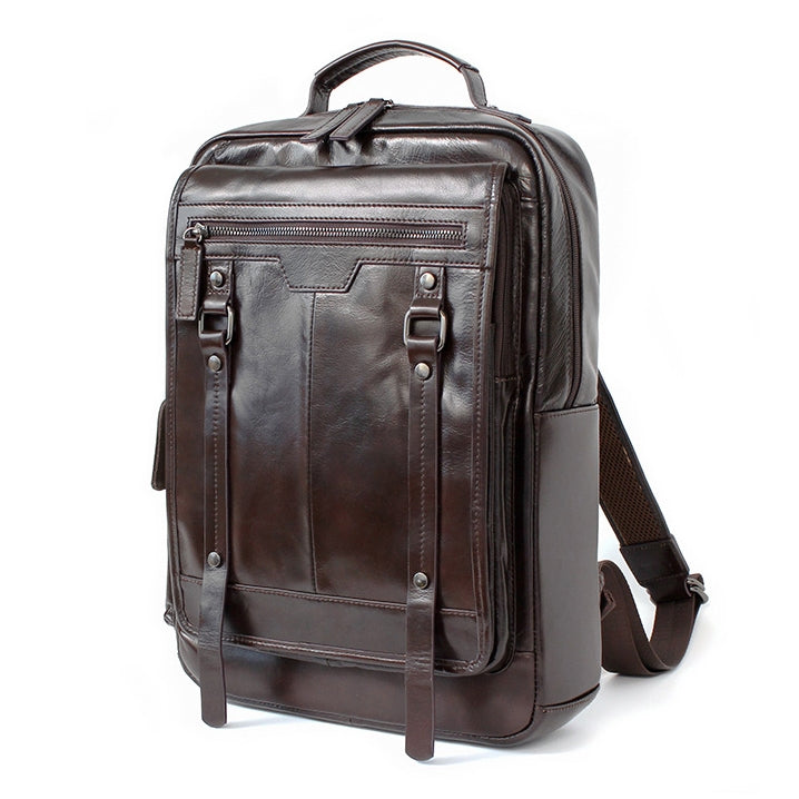 Brown Vintage Genuine Cowhide Leather Backpacks Satchels Laptop Sleeves School Travel Bookbags for Mens Mesh Back
