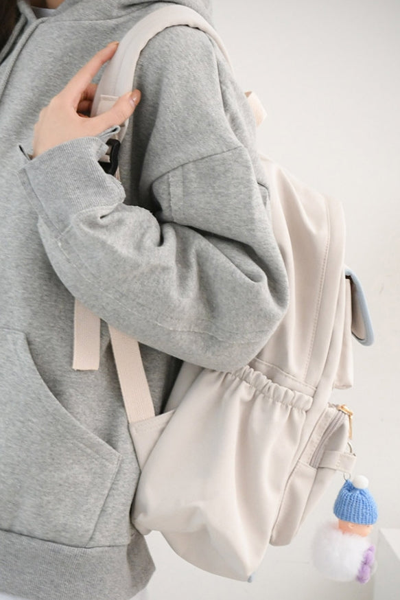 Ivory Cotton Casual Backpacks Womens Girls School Bookbag Keychain New