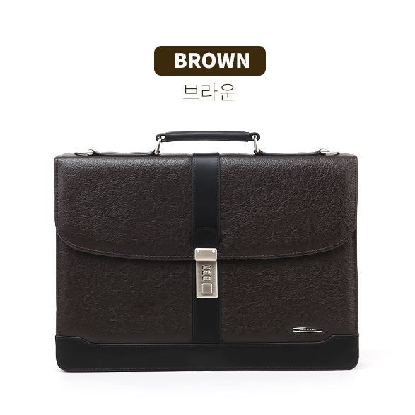 Lock Square Work Business Briefcases Faux Leather Laptop Handbags Mens
