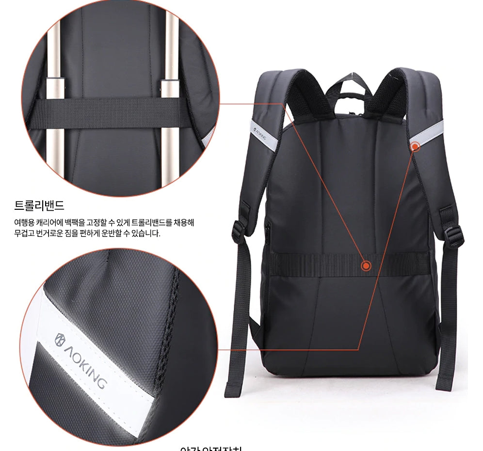 Laptop Backpacks Mens Luggage Strap Band USB Night Safety Waterproof