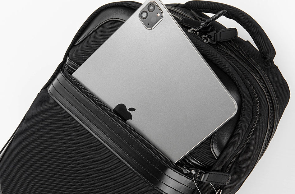 Black Orange Accented Backpacks Nylon Faux Leather Hybrid Vintage Laptop Sleeves School Travel Bookbags Mens