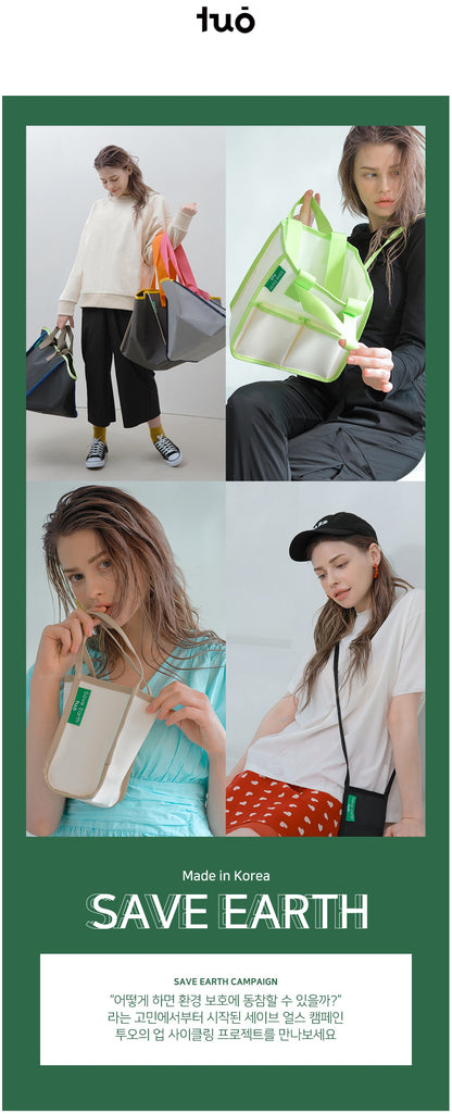 TUO Eco-Friendly Save Earth Shopper Handbags Womens Woven Vinyl Coated