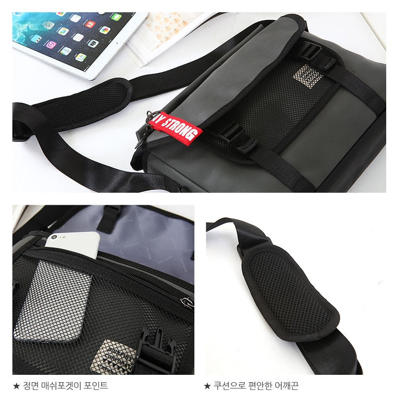 Gray Faux Leather Crossbody Messengers Bags Korean Fashion