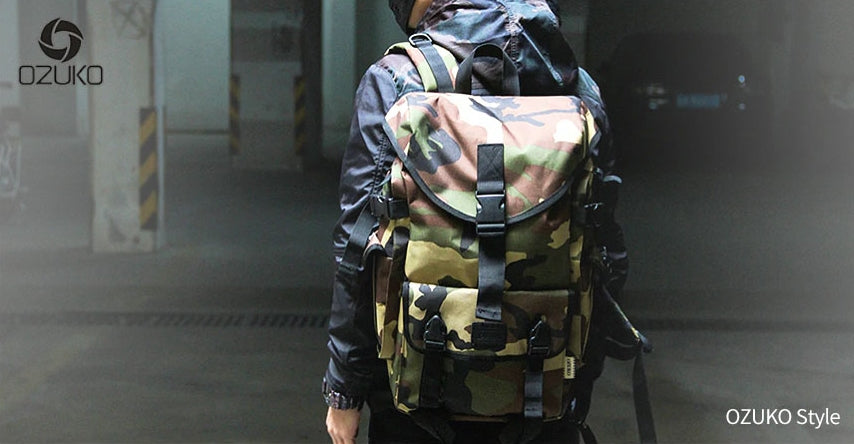 Camouflage Military Travel Backpacks Korean Mens Fashion