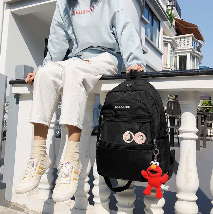 URBAN BROS Casual Black Backpack Korean Fashion Womens Mens Best Bags