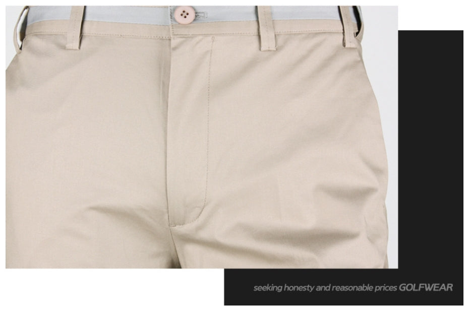 Beige Elastics Golf Wear Trousers Mens Pants UV Slim Fit Outdoor
