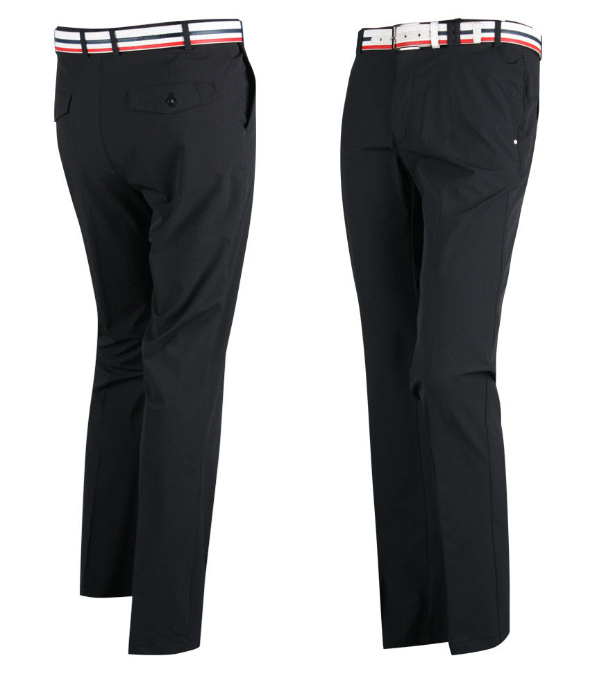 Black Spandex Golf Wear Trousers Mens Pants UV Block Slim Fit Basic