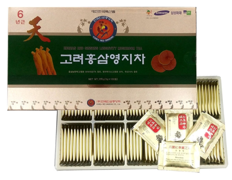 Korean Red Ginseng Longevity Mushroom Tea 3g x 100 bags stamina memory