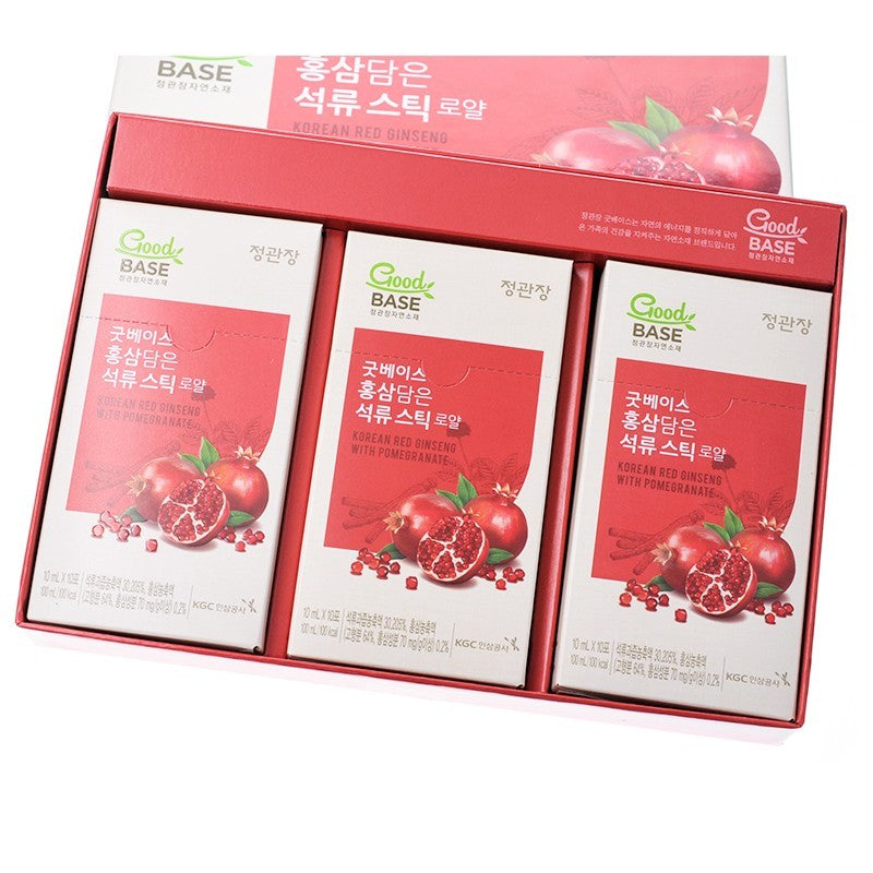 2 Boxes Good Base Korean Red Ginseng Pomegranate Sticks Royal 10ml x 30 Pouches Healthy Foods Korean Traditional Beauty Supplements