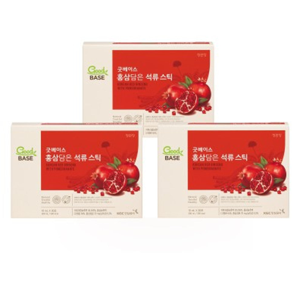 3 Boxes Good Base Korean Red Ginseng Pomegranate Sticks Royal 10ml x 30 Pouches Healthy Foods Korean Traditional Beauty Supplements