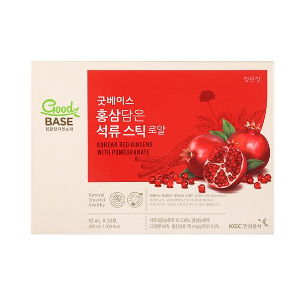 2 Boxes Good Base Korean Red Ginseng Pomegranate Sticks Royal 10ml x 30 Pouches Healthy Foods Korean Traditional Beauty Supplements