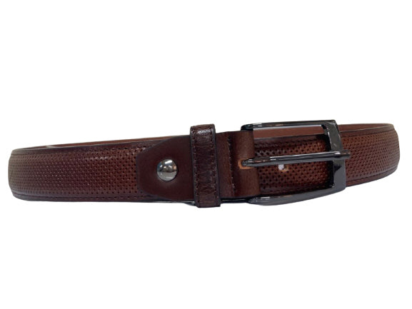 Brown Checkered Leather Belts Mens Accessories Buckle Business Casual