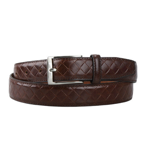 Brown Mesh Leather Belts Mens Accessories Buckle Business Casual Suit