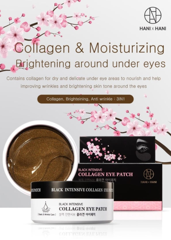 HANI x HANI Black Intensive Collagen Eye Patch 60ea Skincare Facial Anti Wrinkles Dark Circles Elasticity Firming Elasticity Moisture