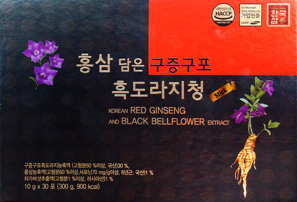 Korean Red Ginseng And Black Doraji Extract Stick 10ml X 30 Pack 300g