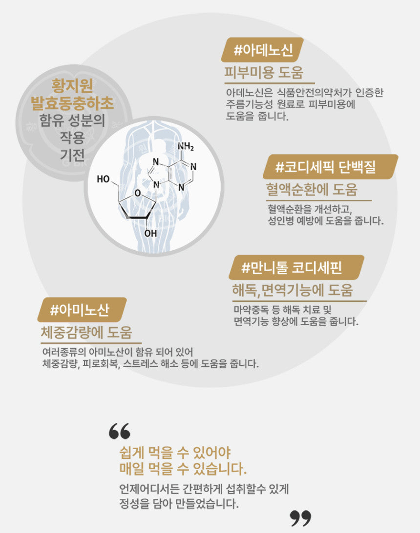 Hwang Ji Won Korean Permented CORDYCEPS MILITARIS 40ml 30 Pouches Drinks Premium Gold Health Supplements