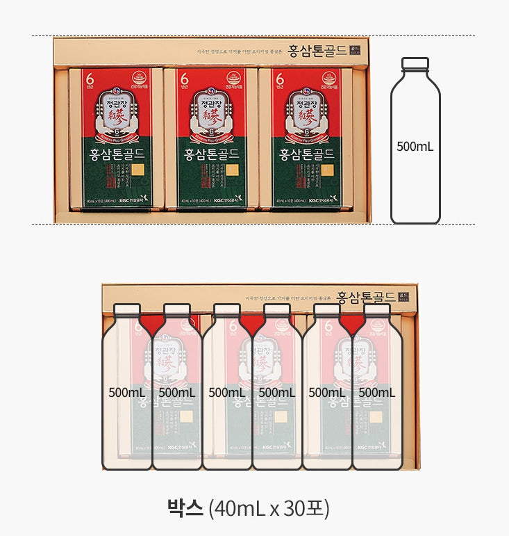 Korean Red Ginseng Tonic Gold Sets 40ml 30 bags pouches herbal extract 6 Years old drink