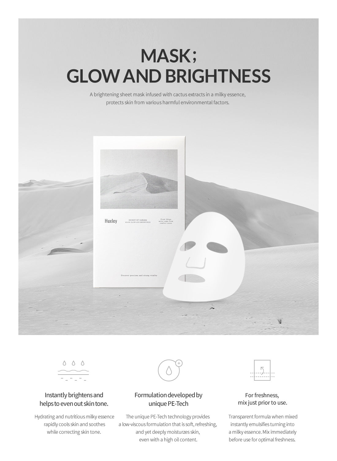 Huxley Secret Of Sahara Masks Glow And Brightness 3 Sheets Skincare