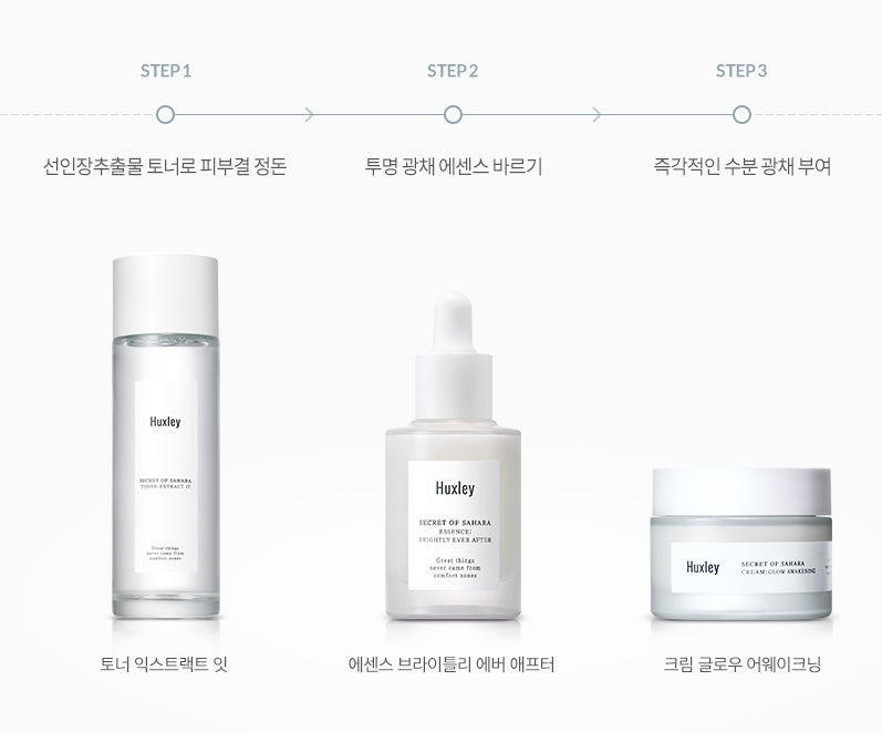 Huxley BRIGHTENING TRIO Korean Skincare Womens Cosmetics Gifts Set