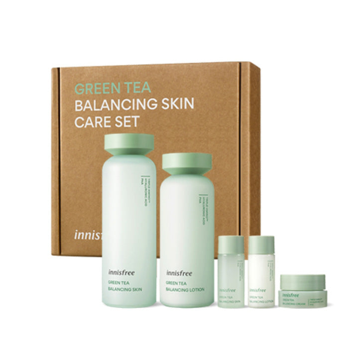 Innisfree Green Tea Balancing Skincare Set Sensitive Oily Skin Moisture PHA Hyaluronic Acid Sebum Dead skin cells Gifts