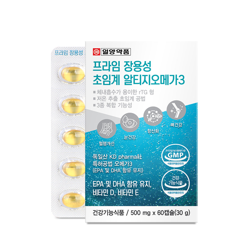 ILYANG Prime Enteric Supercritical rTG Omega3 500mg 60 Capsules Health Supplements Gifts EPA DHA Vitamin D E Blood Eyes Bone Immunity