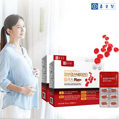 Chong Kun Dang Iron Folic acid VitaminD B12 Plus pregnant woman Health Supplements Foods 500mg 60Capsules Adults Teens Multi Function