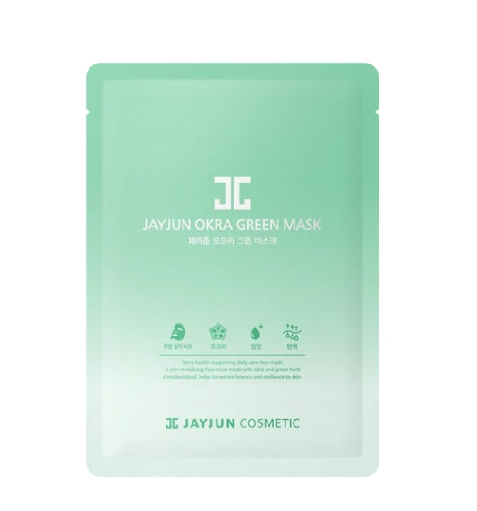 Jayjun Okra Greem Mask Skin Barrier Nourishes Health Face Mask Hydrate