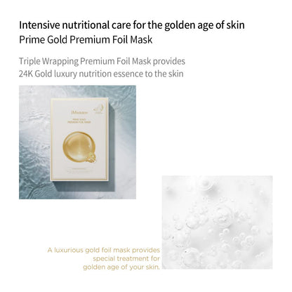 JMsolution Prime Gold Foil Masks 10 Sheets Facial Skin Care Beauty