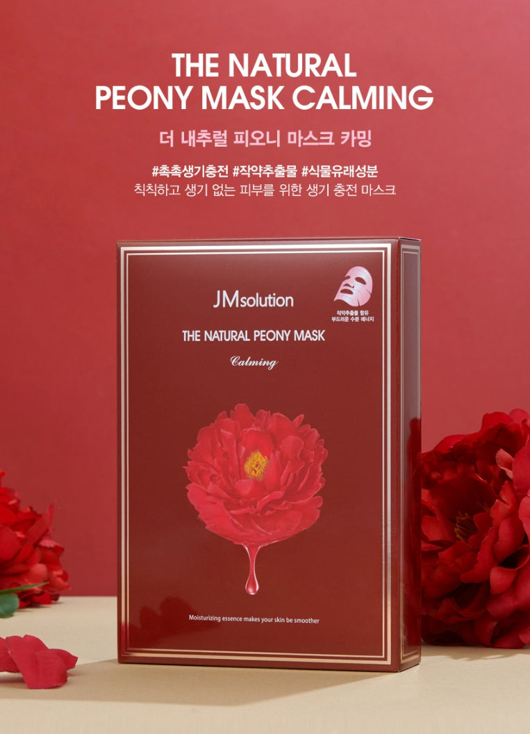 JM Solution The Natural Peony Mask Calming 10 Sheets Moisture Dull Dry Skincare Barrier Amino Hyaluronic acid