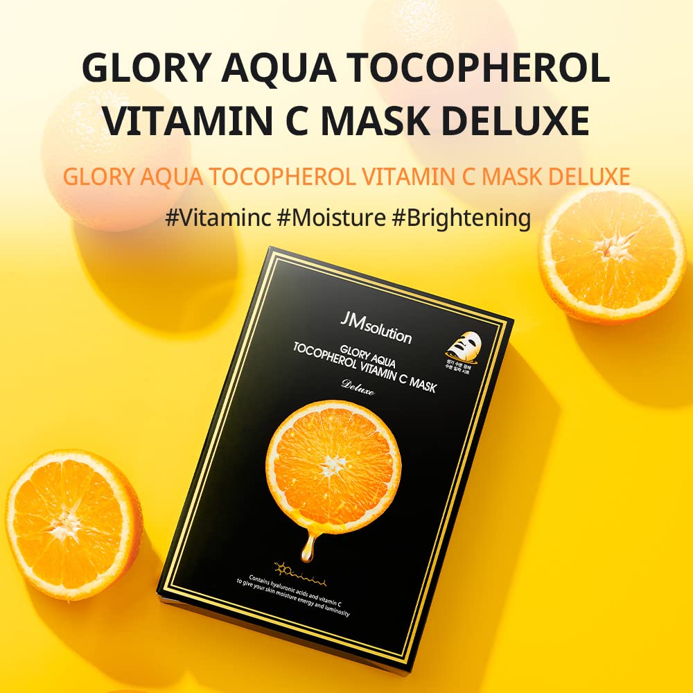 JM solution GLORY AQUA TOCOPHEROL Vitamin C Masks 10 Sheets DELUXE
