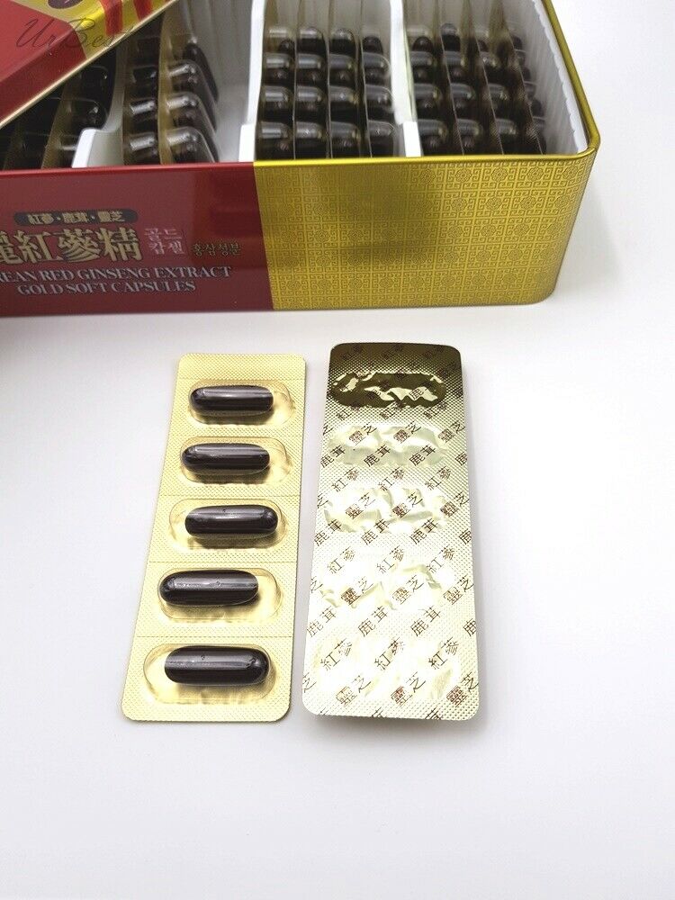 Korean Red Ginseng Extract Gold Soft Capsules 830mg X 120 Tablets 99.6g Vitamin B2 Antler extract