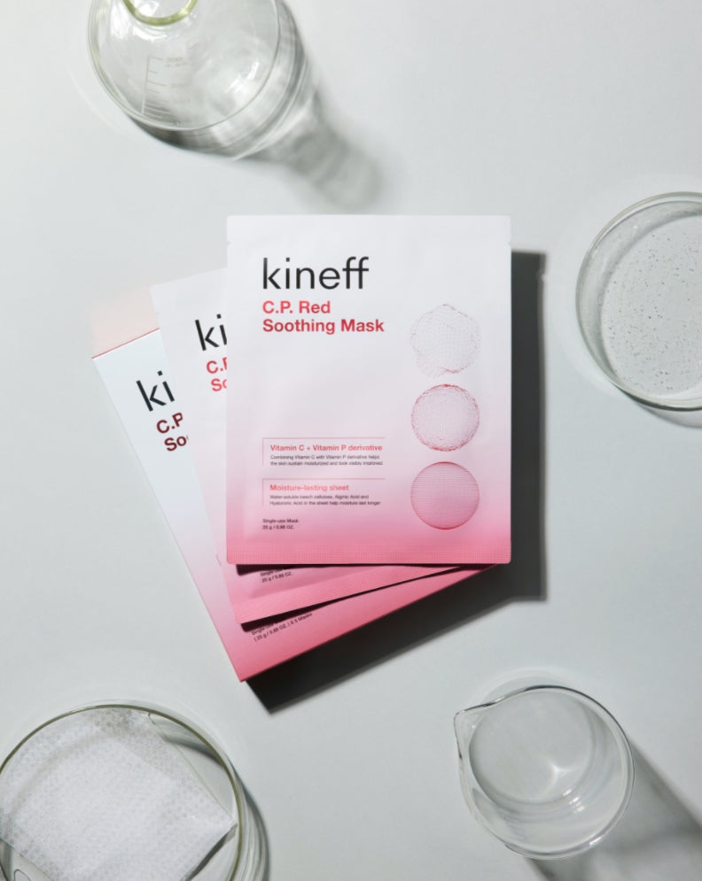 KINEFF C.P. Red Soothing Mask 5pcs Dry Dull Sensitive Skincare Moisture Hyaluronic Acid