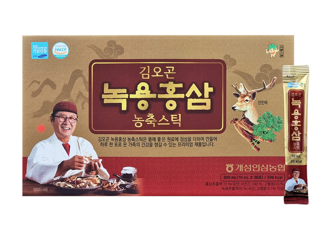 Kim Oh Gon Deer Antlers Red Ginseng Sticks 30pcs Health Supplements Fatigue Immunity