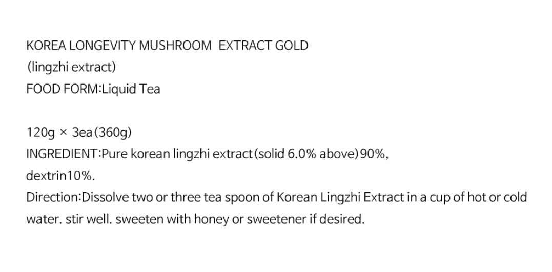 Korean Lingzhi Mushroom Extract Gold 360g 120g x 3 Bottles Health Supplements Vitality