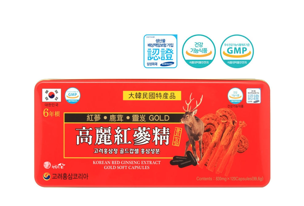 KOREAN RED GINSENG EXTRACT GOLD SOFT CAPSULES 99.6g Health Supplements help improve immunity fatigue blood flow