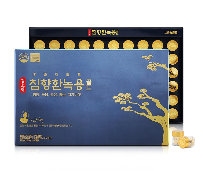 Kim So Hyung Aloeswood Deer Antlers Gold 60 Pills Korean Health Supplements Gifts Fatigue Vitality Red Ginseng