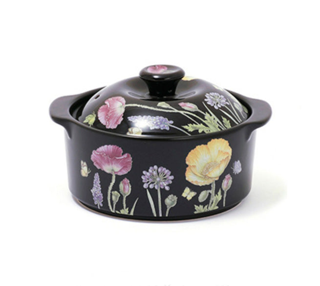 KUC Black Ceramic Geranium Heatproof Ttukbaegi Stew Pots Kitchen Food Cooking Utensil Gas Korea Gifts Oven