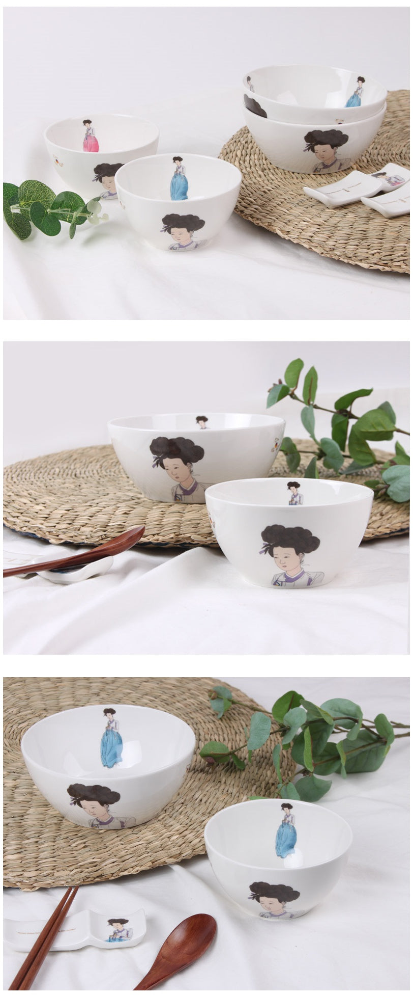 KUC Korean Unique Culture ShinYoonBok Ceramic Bowl Gift Sets 2 Persons