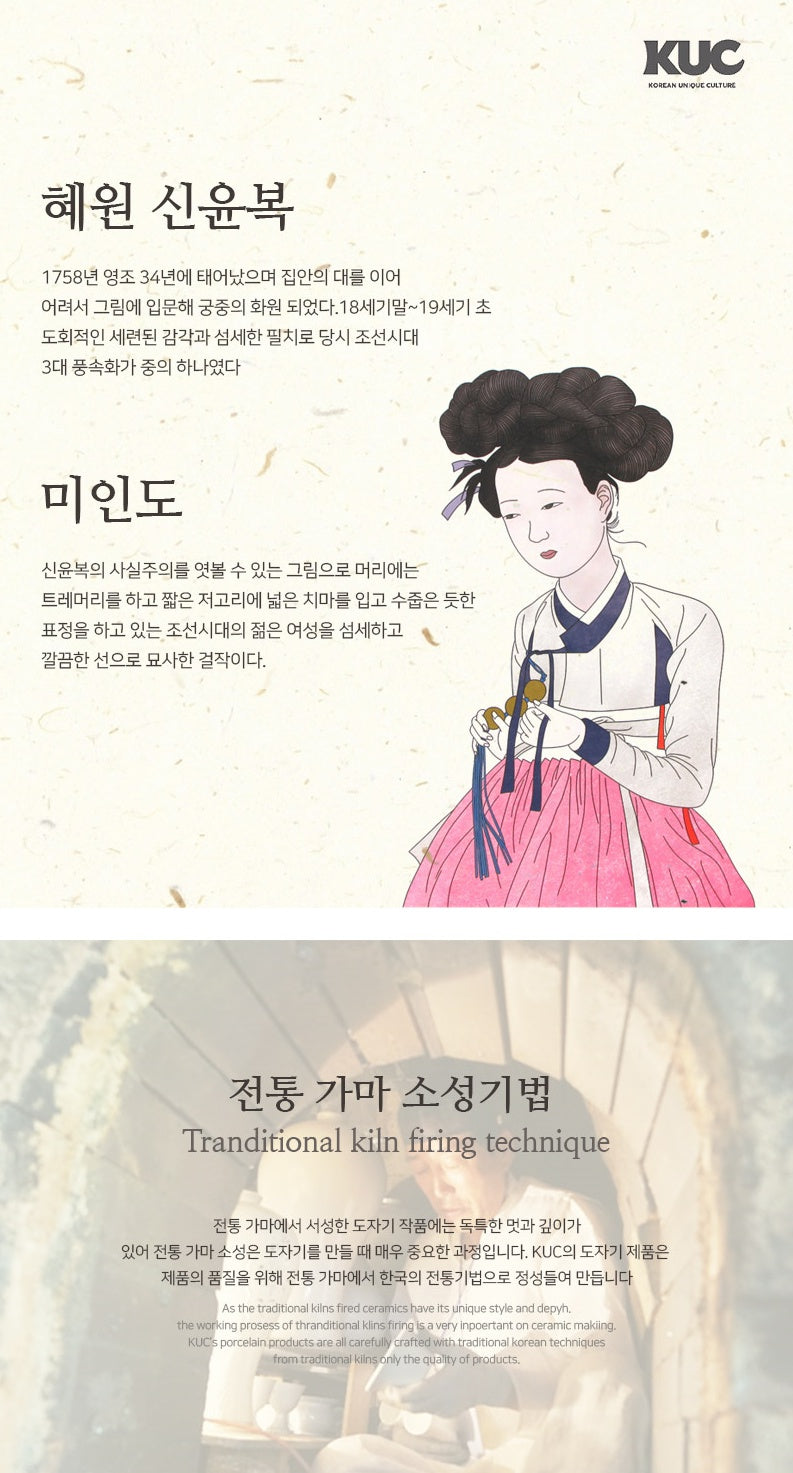 KUC Korean Unique Culture ShinYoonBok Ceramic Bowl Gift Sets 2 Persons