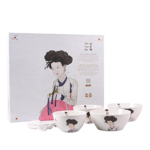 KUC Korean Unique Culture ShinYoonBok Ceramic Bowl Gift Sets 2 Persons