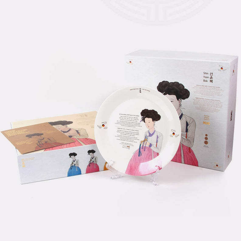 KUC Korean Unique Culture ShinYoonBok Ceramics Circle Plate Gifts Sets