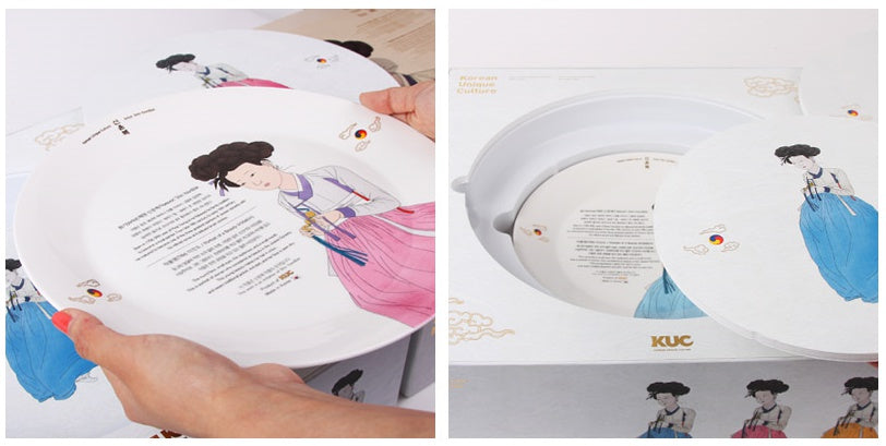 KUC Korean Unique Culture ShinYoonBok Ceramics Circle Plate Gifts Sets