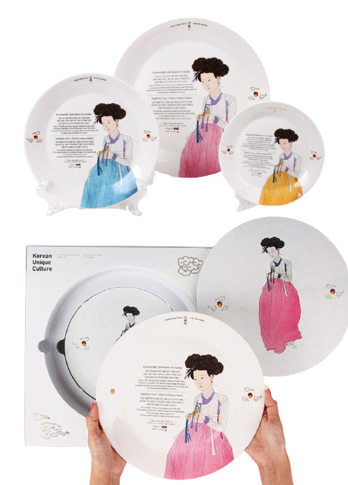 KUC Korean Unique Culture ShinYoonBok Ceramics Circle Plate Gifts Sets