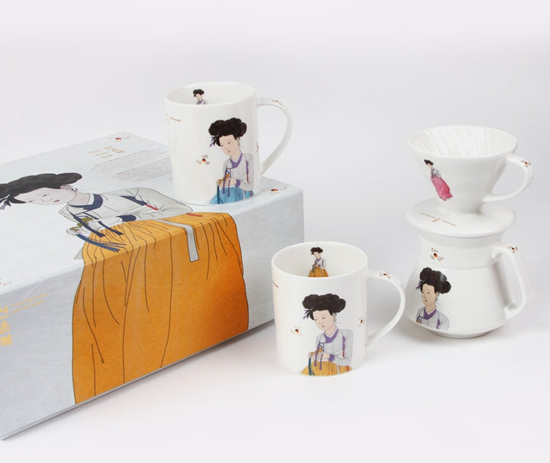 Korean Unique Culture ShinYoonBok Ceramic Ware Coffee Pots Jugs Mugs