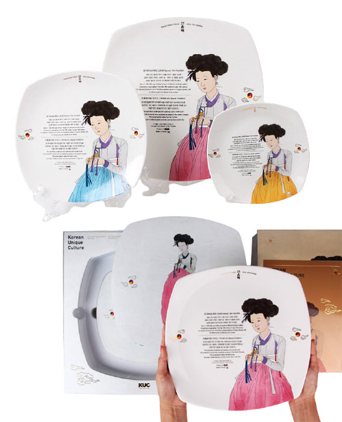 KUC Korean Unique Culture ShinYoonBok Ceramics Square Plate Gifts Sets