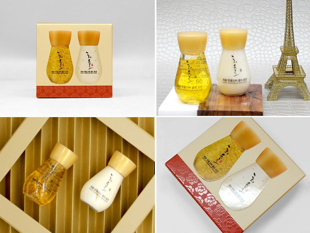 LEBELAGE HEEYUL Premium 24K Gold Skin Lotion Set 30ml Skincare Blemishes Moisture