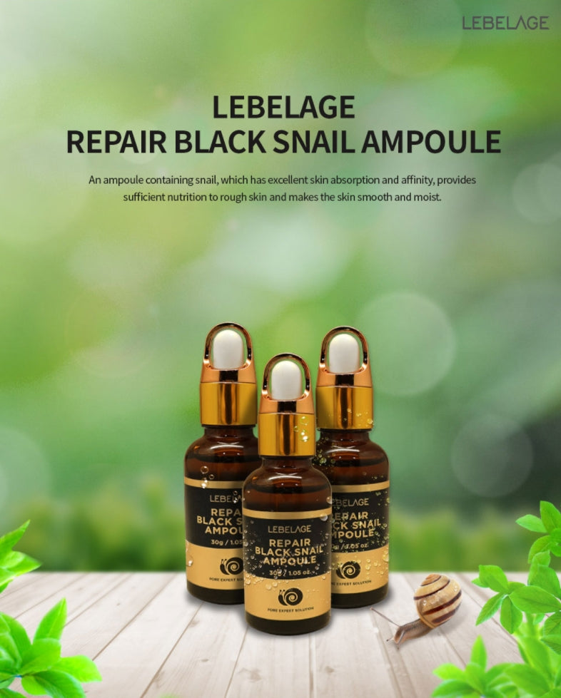 LEBELAGE Repair Black Snail Ampoule 30g Sensitive Skincare Elasticity Moisture Anti Wrinkles