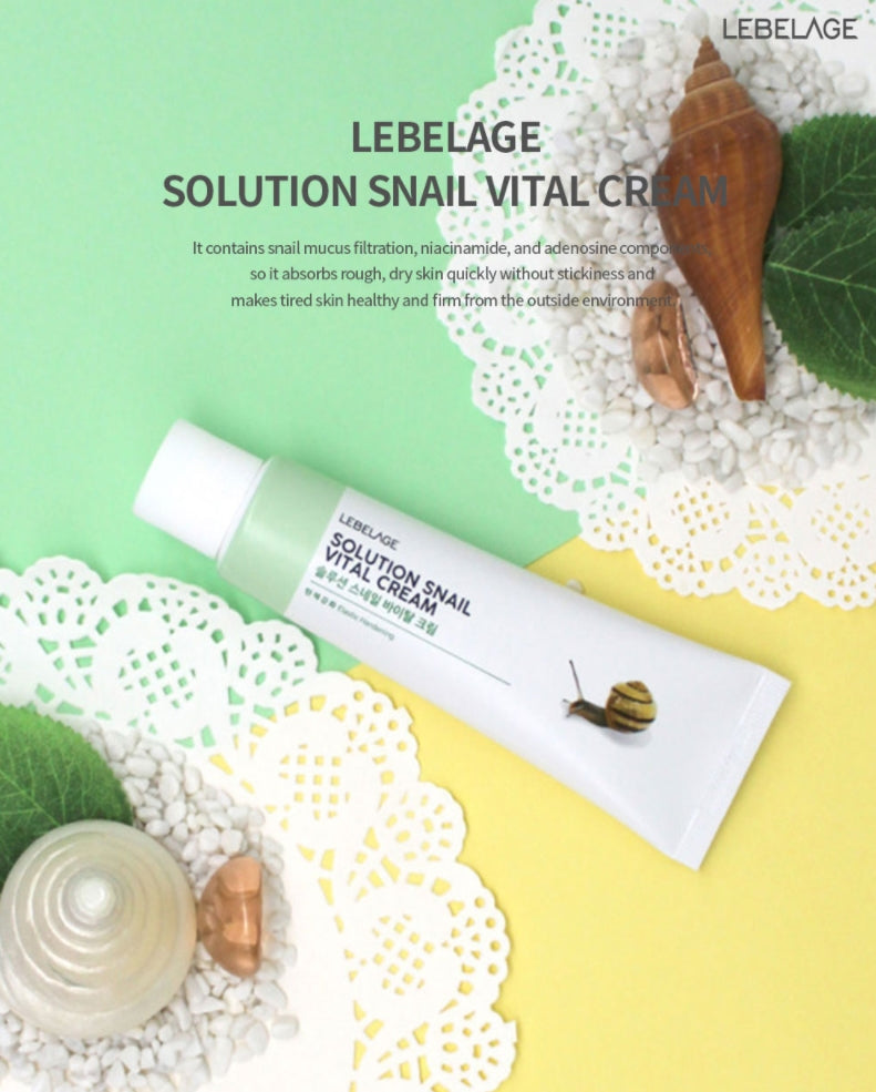 LEBELAGE Solution Snail Vital Cream 50ml Skincare Elasticity Anti Wrinkles Moisture